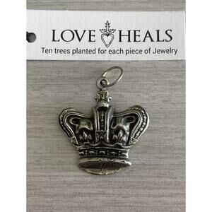 Love Heals White Bronze Royal Crown Large Charm Ojai CA LH37